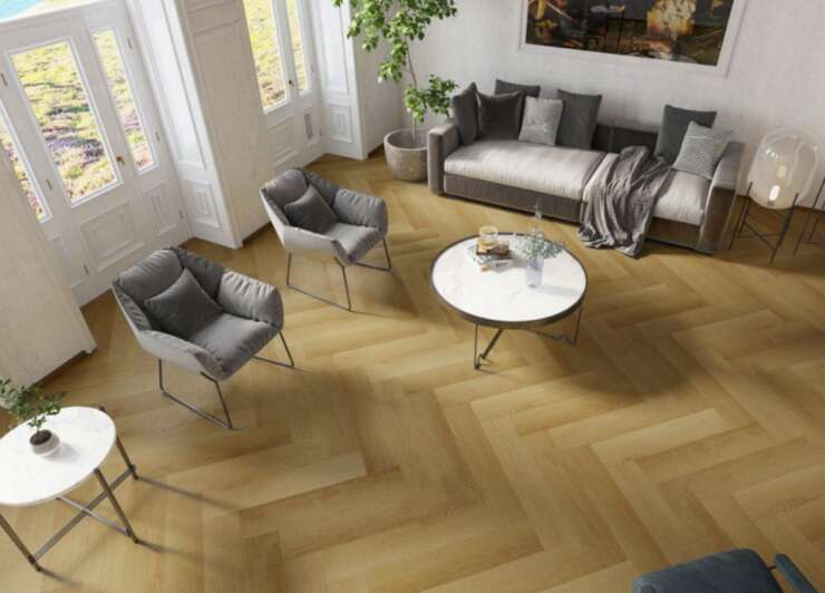 Herringbone LVP floor